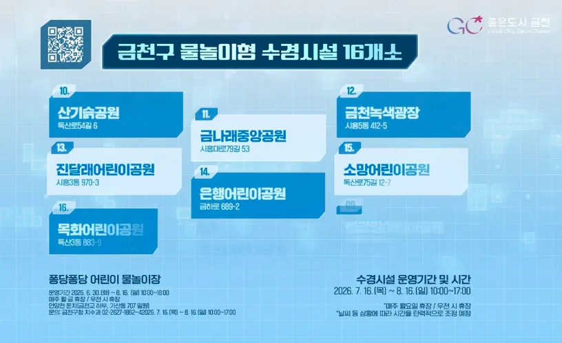 금천구 물놀이형 수경시설 16개소 안내 2